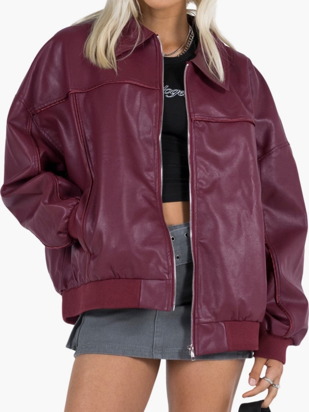 Princess Polly
Goldsmith Oversize Faux
Leather Bomber Jacket